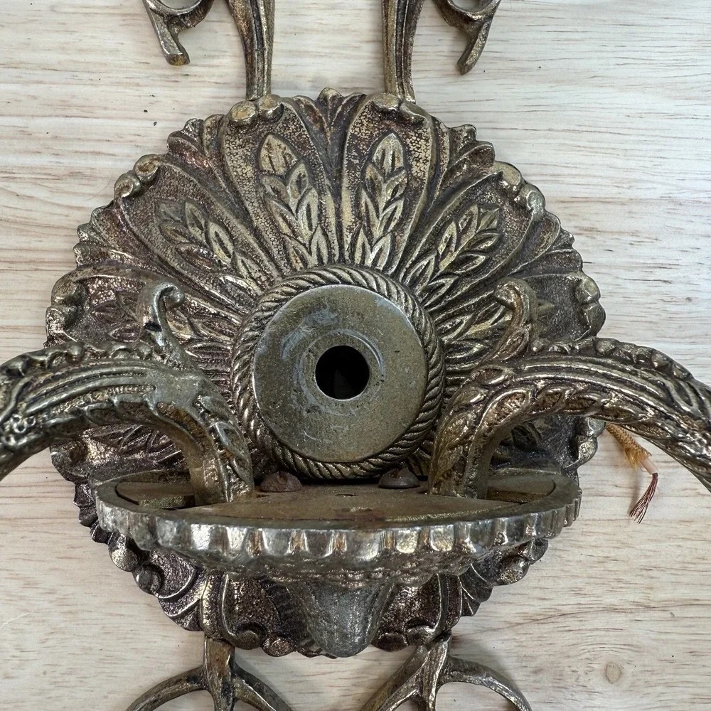 Antique Vintage Brass‎ Fixture Moe Light Kentucky 2 Arm Wall Lamp Sconce Regency
